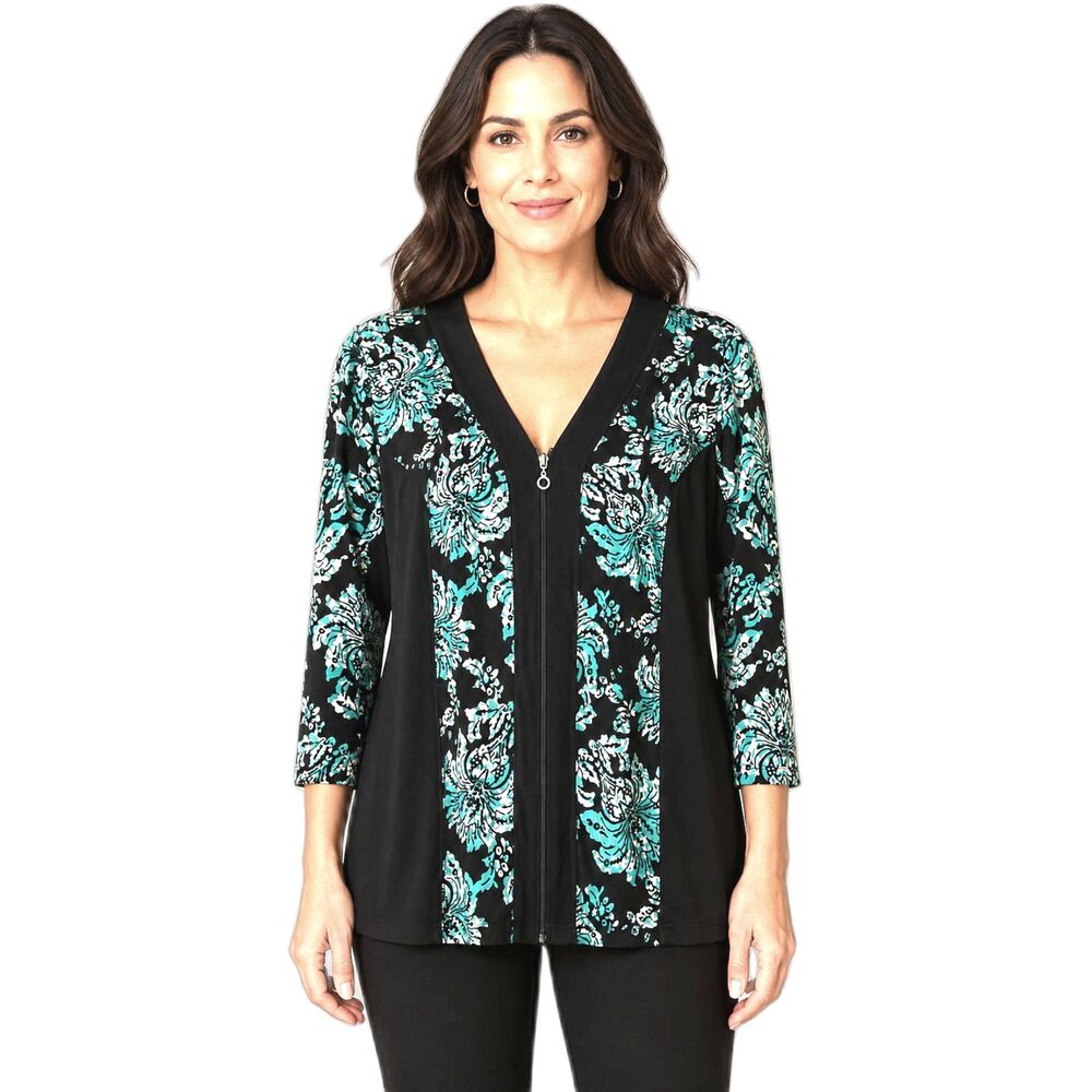 CJ Banks Large (See Measurements) Zip Front Blouse Stretch
